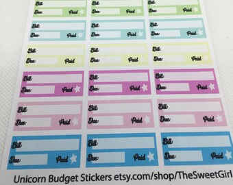 Happy Planner Budget Stickers Unicorn Colors Print and Cut SVG Digital File