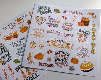 2023 Happy Planner Autumn Fall Y'all and Thanksgiving Stickers Kiss Cut Physical Product Quotes and Sayings