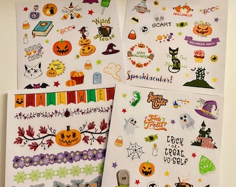 Halloween Spooky Season Holiday Stickers 4 pack BUNDLE Kiss Cut Physical Product Quotes and Sayings