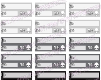 Happy Planner Budget Stickers Black White Skull Halloween Goth Print and Cut SVG Digital File