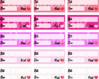 Happy Planner Budget Stickers Valentine's Day February Print and Cut Digital File PDF and PNG