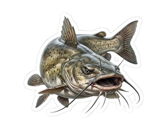 Angry Agressive Catfish Sticker | Kiss-Cut Sticker