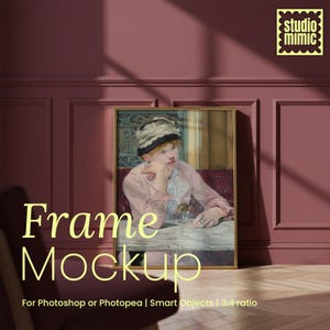 Verticaal framemodel: 3:4-verhouding | Slim Photoshop- en Photopea-object | Mockup voor scheve vloerkunst