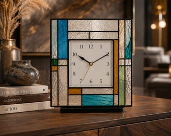 Luxus handgemachte Tiffany Stil Glasuhr | Moderne dekorative Uhr | Kunst Glas Uhr | Einzigartiges Wohnkultur Geschenk.