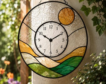 Tiffany inspirierte dekorative Glasuhr | Handgemachte Kunst Glas Schreibtisch Uhr | Luxus Tischuhr | Elegantes Büro & Wohnzimmer Dekor.