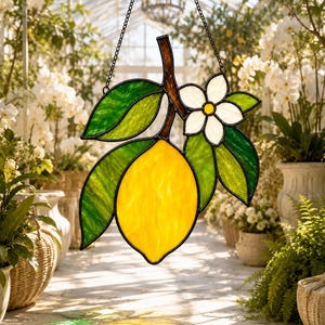Stained Glass Lemon Suncatcher digital pattern , Lemon Window Hanging, Handmade  Glass Decor, Kitchen Window Ornament, Fruit Lover Gift.