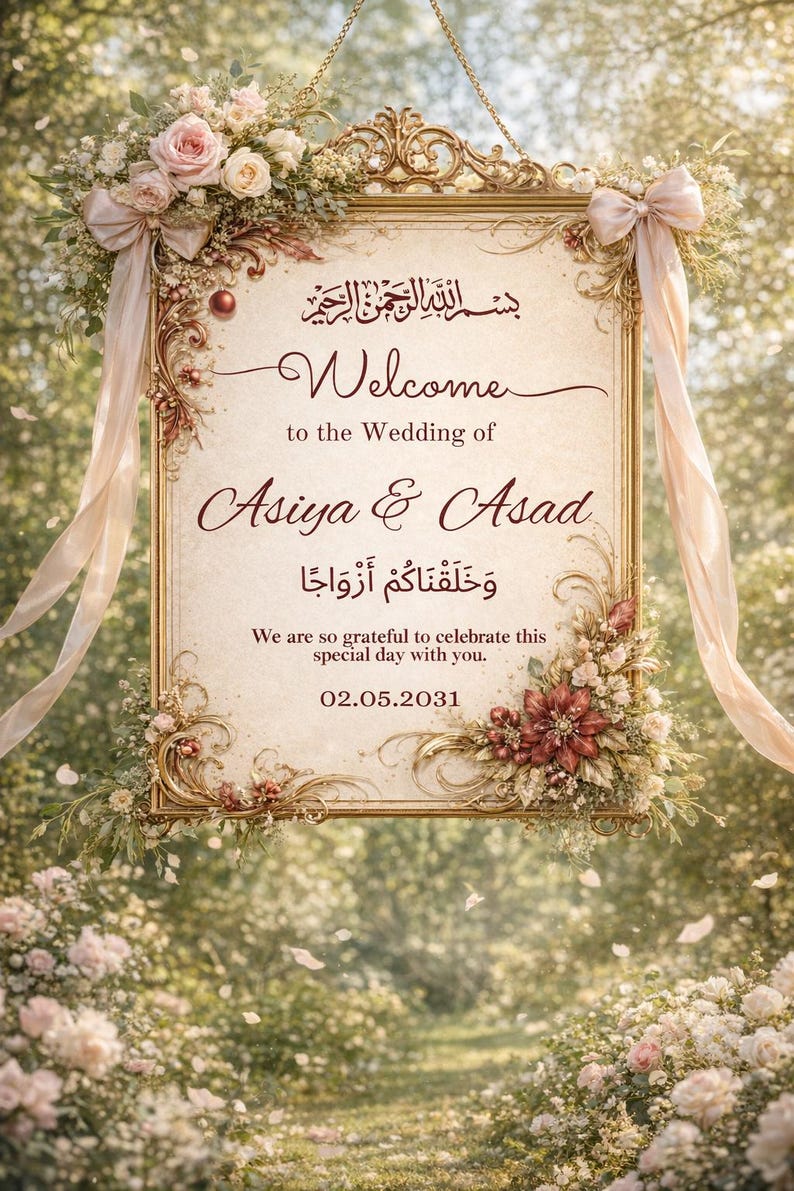 Bismillah Nikkah Welcome Sign – Arabic Calligraphy Wedding Decor ...