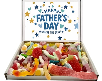 Jelly and Fizzy Mixes Father's Day Gift Box, Fun Letterbox Pick n Mix Sweets Gift for Him, Personalised Option
