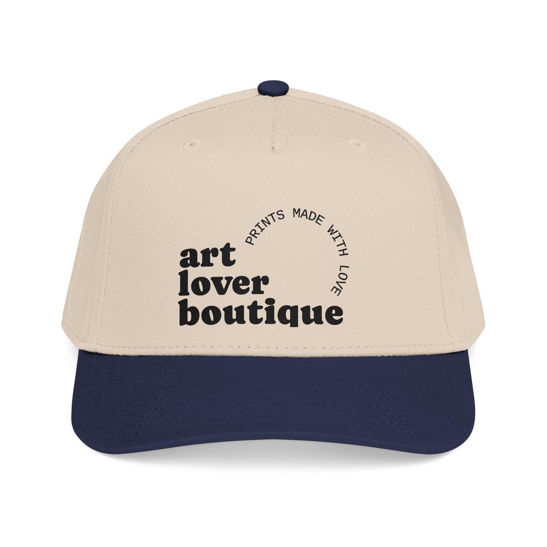 Baseball Cap Script Art Lover Boutique Baseball Cap | Script Logo, Cream Navy Two-tone - Etsy