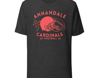 Annandale Cardinals Football T-Shirt | Bella + Canvas Unisex Tee | Game Day Shirt | Dark Heather Gray & White | School Spirit