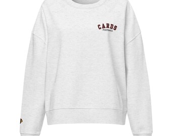 Women’s Cardinals Football Sweatshirt | Embroidered Cards Football Crewneck | Red & Black Game Day Sweatshirt | Minnesota Football Mom