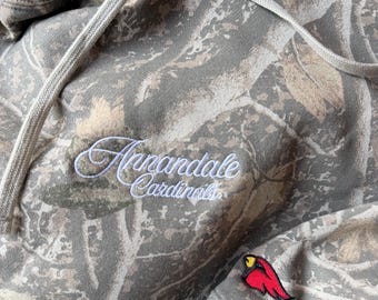 Annandale Cardinals Embroidered Hoodie | Premium Heavyweight Sweatshirt | Black or Camo | Independent Trading Co. IND4000 | Football Fan