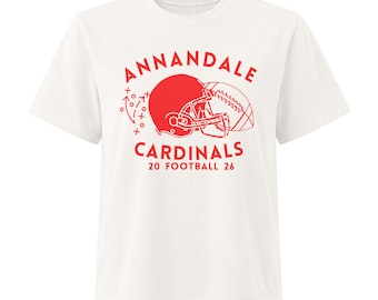 Annandale Cardinals Women’s Football Tee | Bella + Canvas 6110GD | Heavyweight Garment Dyed T-Shirt | White & Dark Gray
