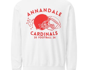 Annandale Cardinals Football Crewneck Sweatshirt | Comfort Colors Sweatshirt | Vintage Football Graphic | Black & Vintage White