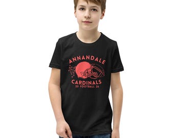 Annandale Cardinals Youth Football Shirt | Bella + Canvas Dark Gray Tee | Kids Football Graphic Tee | Game Day Spirit Shirt