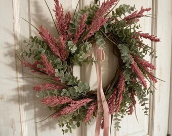 Herfstkrans met roze vossenstaart