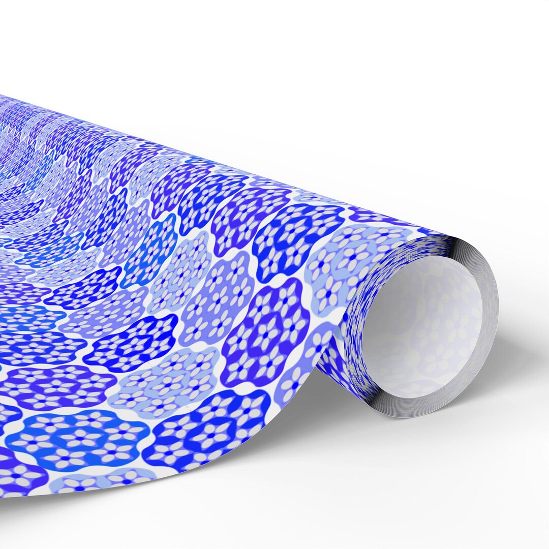 Wrapper Pattern Simple Bluue Blue Melliflowery Floral Pattern Wrapping Paper | Fun Flower Gift Wrap ...