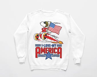 Paquete de imágenes PNG y SVG de Snoopy "I Love My America" (descarga digital)