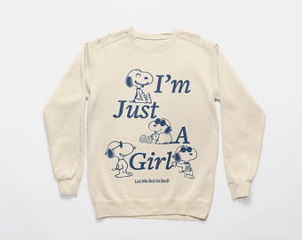 Snoopy I'm Just A Girl SVG-PNG Bundle: Funny Cartoon Character (Digital Download)