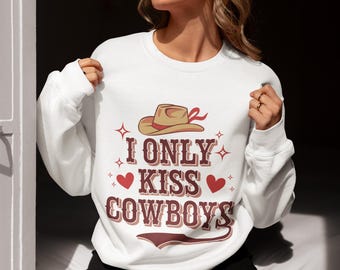 Cowgirl Valentine PNG SVG Bundle: I Only Kiss Cowboys, Western Valentine, Digital Download