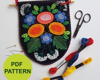 Floral Felt Banner Pattern, DIY Craft (PDF Pattern)