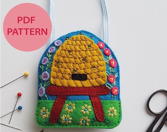 Felt Beehive Lavender Bag Sewing Pattern (PDF Pattern)
