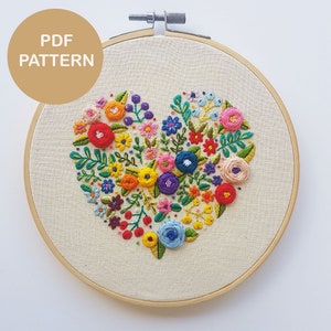 Printable Embroidery Pattern - Love Grows Here, Modern Embroidery Pattern, Hoop Art Embroidery Pattern, PDF Pattern