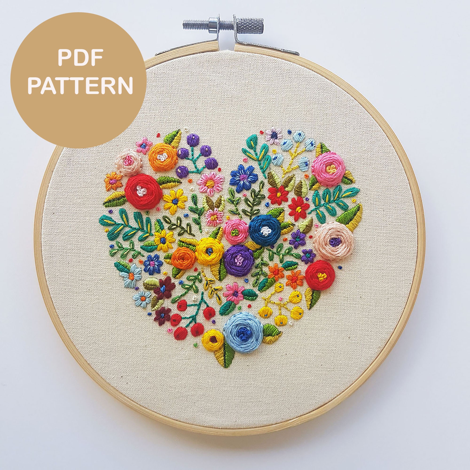 Printable Embroidery Pattern Love Grows Here, Modern Embroidery Pattern,  Hoop Art Embroidery Pattern, PDF Pattern 
