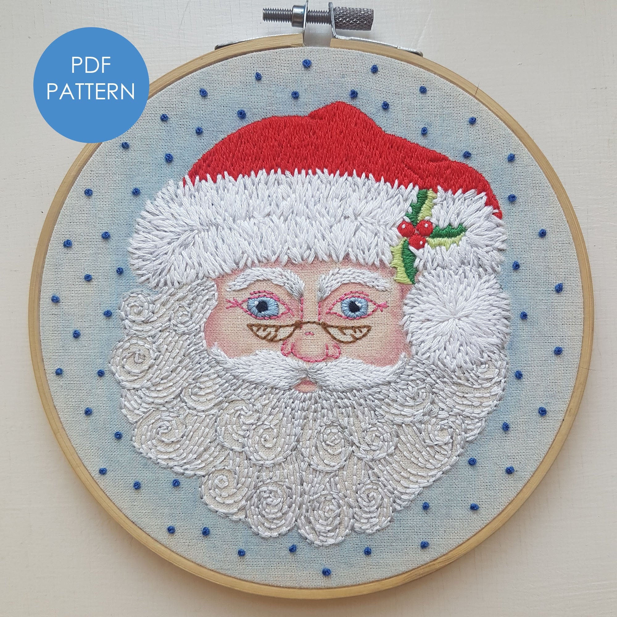 Santa Claus Hand Embroidery Printable Pattern Christmas Etsy