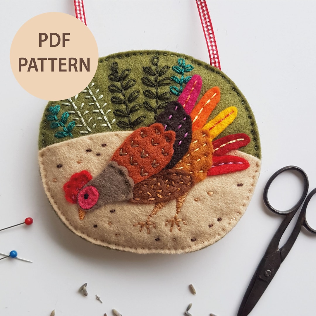 Printable Felt Chicken Ornament PATTERN, Felt Ornament Pattern ...