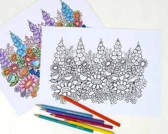 Flower Border Coloring Page: Hand Drawn Floral Art Therapy (PDF)