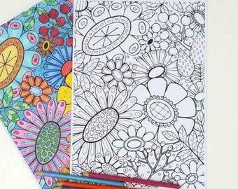 Bloom Floral Coloring Page: Hand-Drawn Art Therapy (PDF)