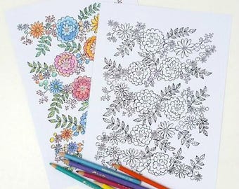 Flower Garland Coloring Page: Hand Drawn Floral Art Therapy (PDF)