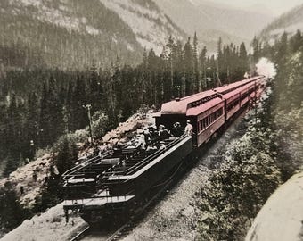 CPR Trans‑Canada Limited Near Field BC – Hand‑Colored RPPC – Gowen Sutton Co. – Canadian Rockies Railway Postcard