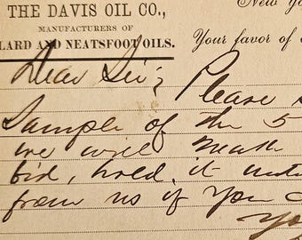 1882 Davis Oil Co. Business Postal Card – UX7 Liberty Head – Early American Trade Correspondence