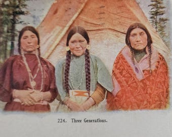 Antique Embossed Postcard Three Generations Native American Women at Teepee Undivided Back 1910 Cancel