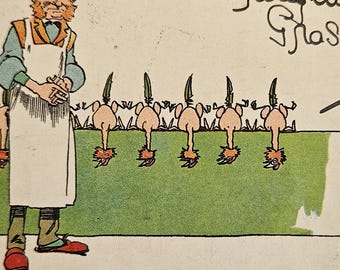 John Hassall Comic Postcard – “Birds of a Feather Flock Together” – Signed Artist Card c.1908 – Edwardian Humor – British Ephemera