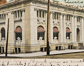 Antique Atlanta Carnegie Library Postcard – Souvenir Post Card Co
