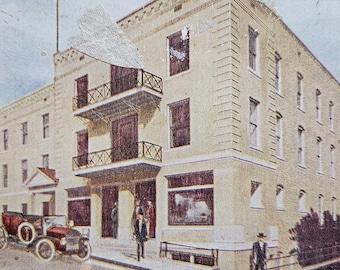 Tarjeta postal publicitaria del Hotel Townsend de 1916 – Hot Springs, Arkansas – Impresión local de Shannahan – Enviada por correo