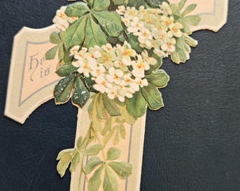 Antique Raphael Tuck & Sons Easter Cross Card – Embossed Floral “He Is Risen” – Printed in Saxony