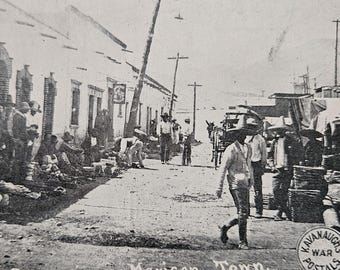 1910 Kavanaugh “Street Scene in a Mexican Town” – Antique Borderlands Postcard, El Paso Publisher, Early 1900s Mexico