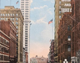 Seattle Washington Postcard – Second Avenue at Columbia Street – Smith Tower and Hoge Building – c.1915 Lowman Hanford