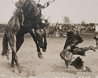 Set of 6 RPPC Pendleton Round‑Up 1916 – Jackson Sundown, Bonnie McCarrol, John Spain – Moorhouse & Bowman Real Photo Postcards