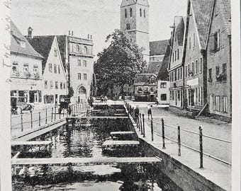 Memmingen Germany Am Stadtbach – WWI Occupation Era U.S. Army Postal Service – Soldier Mail – Historic Town View Postcard