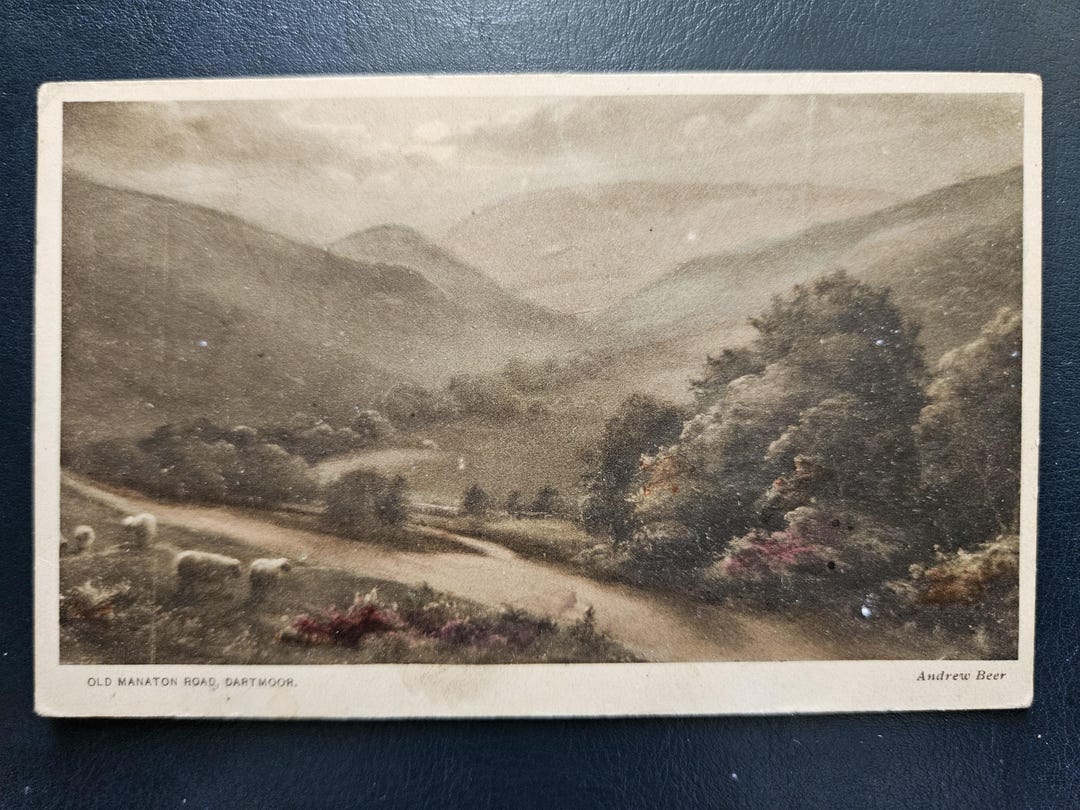 Old manaton road, dartmoor • andrew beer artist signed postcard ...