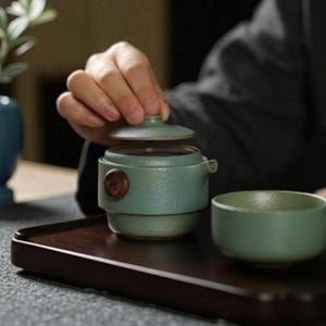 Handgemaakte Japanse porseleinen theeset – Minimalistische Zen Kungfu-theepot en kopjes