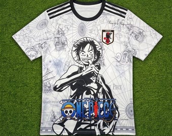 Anime-voetbalshirt Monkey D. Luffy – Japans voetbalshirt uit één stuk – manga-streetwearkit – aangepaste naam en nummer – concepteditie