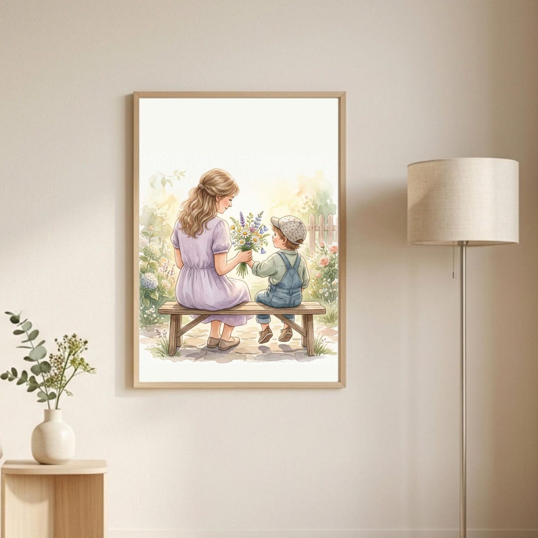 Mother and Son Printable Wall Art, Mommy and Me Art, Mother's Day Gift ...