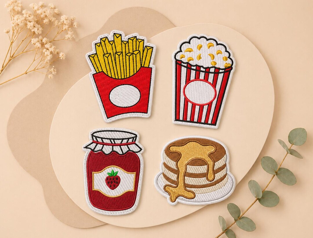 Fast Food Embroidered Patches Set - Etsy