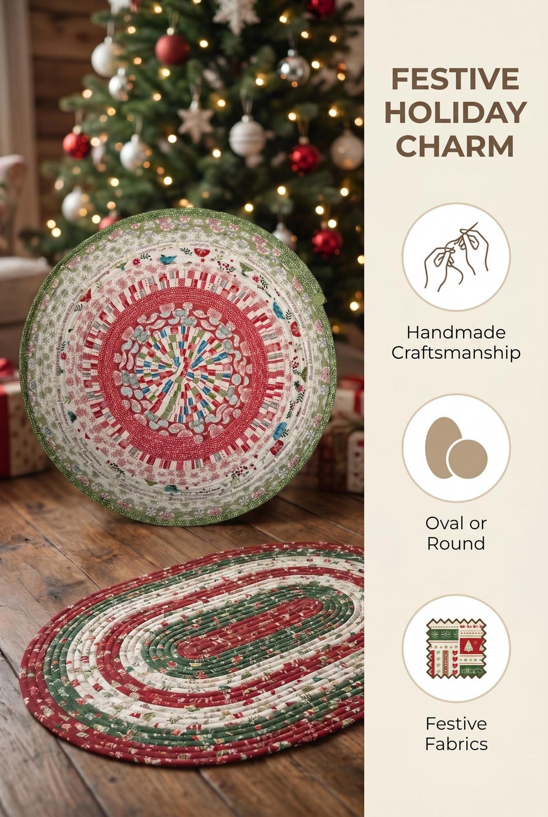 Handmade Christmas Oval or Round Jelly Roll Rugs - Etsy